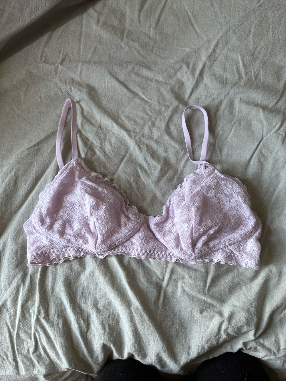 aerie Light Lavender Lace Bralette - Soft Unlined Support